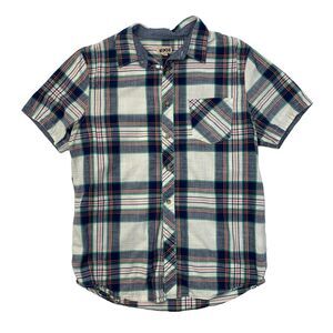 1901 Shirt Mens L Large Plaid Short Sleeve Collared Cotton Pocket Button Up